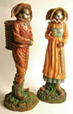 Adorable Easter Mr. and Mrs. Rabbit Victorian Style Figurines